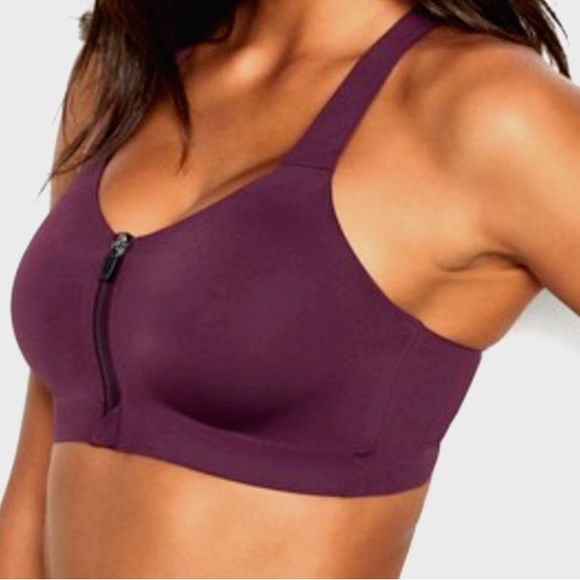 Victoria's Secret Other - Knockout by Victoria’s Secret Zip Front Sports Bra Size 36B Max Support Wine